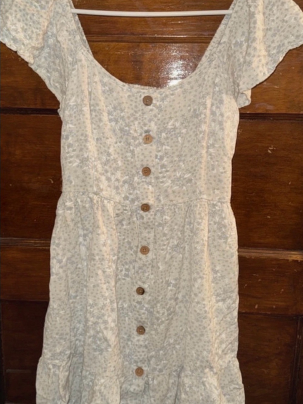 Japna Cream Floral Button-Front Casual Dress